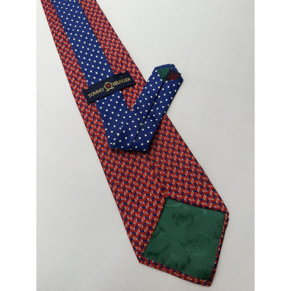 Tommy Hilfiger Men's 100% Silk USA Red White Blue Stars W4" L56.25" Approx